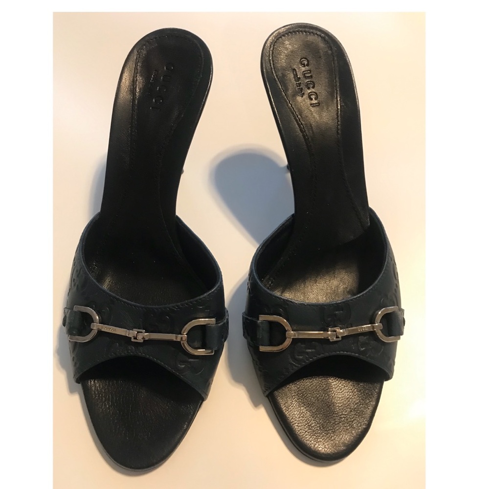 Gucci Guccissima Horsebit Sandal in Navy Blue